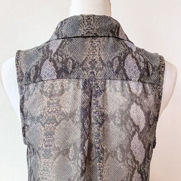 🍋 Lush • Sheer Snake Print Button-Down Tunic Blouse - Picture 6 of 9
